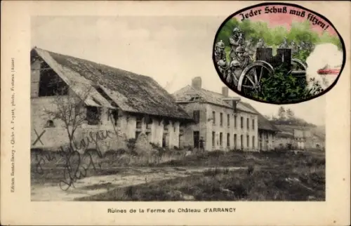 CPA Arrancy sur Crusne Meuse, Ruines de la Ferme du Chateau