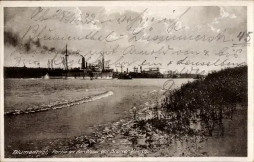 Ak Blumenthal an der Weser Hansestadt Bremen, Blumenthal, Partie an der Weser, Bremer Vulcan