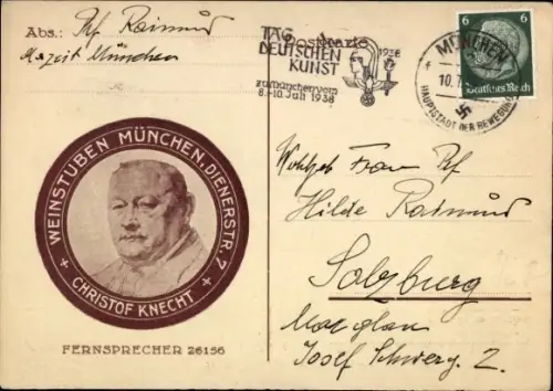 Ak München, Münchner Weinstuben, Portrait von Christof Knecht