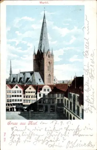 Ak Kiel,  Markt, Nikolaikirche