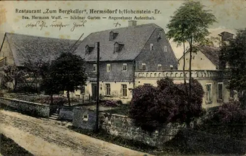 Ak Hermsdorf Bernsdorf in Sachsen, Restaurant Zum Bergkeller, Bes. Hermann Wolf