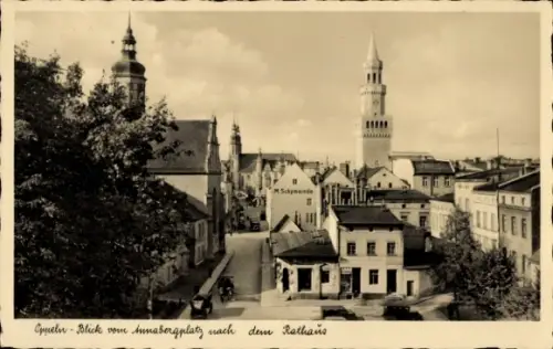 Ak Opole Oppeln Schlesien, Blick vom Annabergplatz nach dem Rathaus