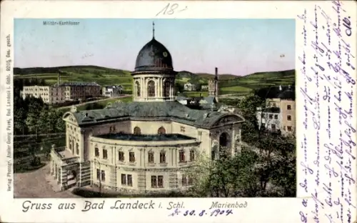 Golden Windows Leuchtfenster Ak Lądek Zdrój Bad Landeck Schlesien, Marienbad, Militärkurhäuser