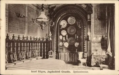 Ak Granitz auf der Insel Rügen, Speisezimmer vom Jagdhaus