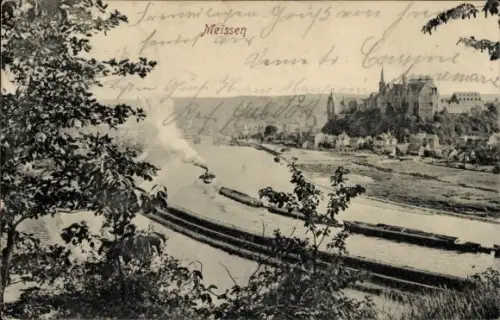 Ak Meißen an der Elbe, Durchblick zum Ort