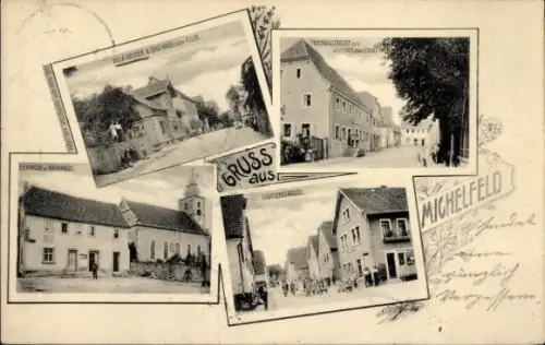 Passepartout Ak Michelfeld im Kreis Schwäbisch Hall, Gasthof zum Engel, Straßenansicht, Rathaus