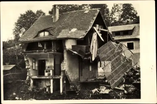 Ak Bad Gottleuba in Sachsen, Folgen der Hochwasserkatastrophe, 08.Juli 1927, Trümmer