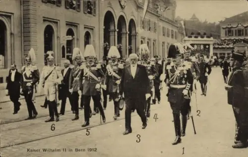 Ak Bern Stadt Schweiz, Kaiser Wilhelm II., von Moltke, Forrer, von Plessen, von Huene, Fürstenberg