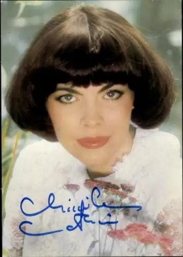 Autogrammkarte Sängerin Mireille Mathieu, Portrait, Autogramm