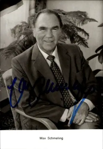 Ak Deutscher Schwergewichtsboxer Maximilian Adolph Otto Siegfried Schmeling, Portrait, Autogramm