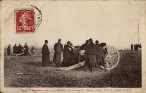 CPA Sissonne Aisne, Camp de Sissonne, Artillerie de Campagne, Ecoles a Feu