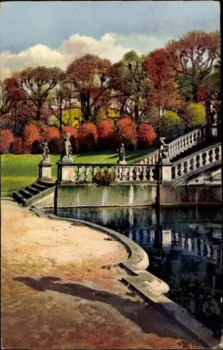 Ak Großsedlitz Heidenau in Sachsen, Nenke und Ostermaier 267 4190, Treppe, Figuren