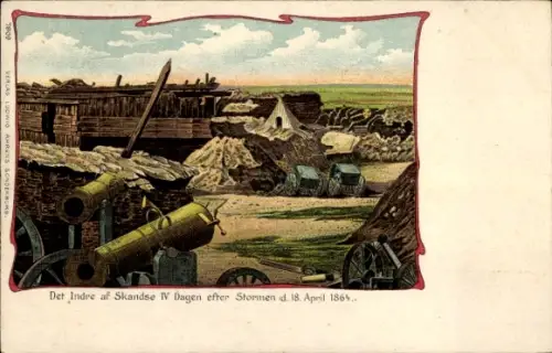 Litho Dänemark, Det Indre af Skandse IV Dagen efter Stormen 18. April 1864