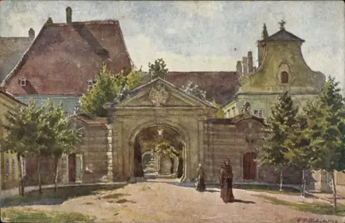 Künstler Ak Hofecker, E. F., Sankt Pölten in Niederösterreich, Bischofstor