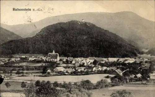 Ak Rabenstein an der Pielach in Niederösterreich, Dorf, Kirche, Gewässer mit Brücke, bewaldeter H