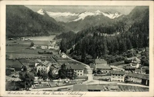 Ak Bad Gastein Badgastein in Salzburg, Dorf mit Straßen und Häusern, Weiden, dichte Wälder, schne
