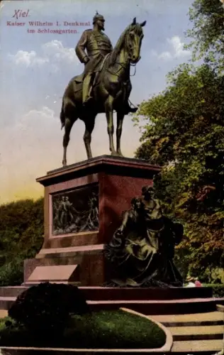 Ak Kiel in Schleswig Holstein, Kaiser Wilhelm I. Denkmal im Schlossgarten