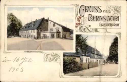 Passepartout Ak Bernsdorf in Sachsen, Restaurant zur Post