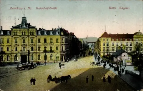 Ak Zwickau in Sachsen,  Bahnhofstraße, Hotel Wagner