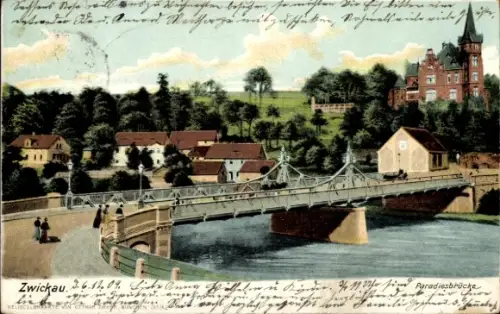 Ak Zwickau in Sachsen, Paradiesbrücke