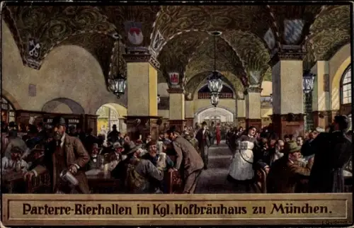 Ak München, Parterre-Bierhallen, Kgl. Hofbräuhaus