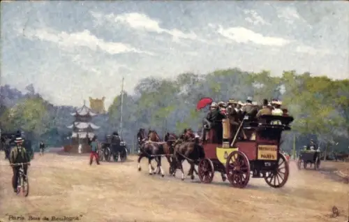 Ak Paris Bois de Boulogne, Straße, Kutsche