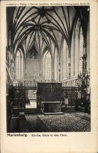 Ak Malbork Marienburg Westpreußen, Kirche, Blick in den Chor