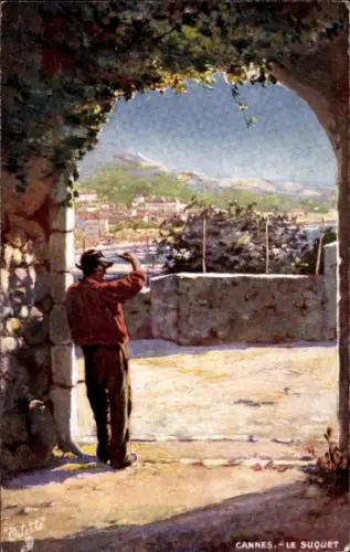 Künstler Ak Cannes Alpes Maritimes, vue générale du Suquet
