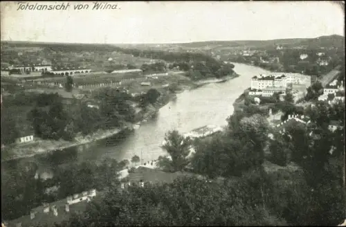 Ak Vilnius Wilno Wilna Litauen, Gesamtansicht der Stadt, Fluss