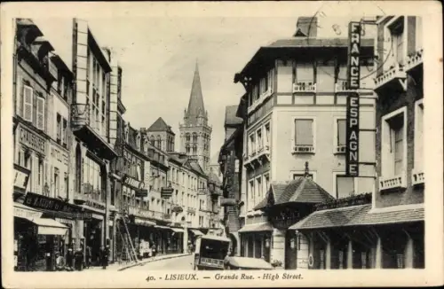 Ak Lisieux Calvados, Grande Rue, Straßenpartie, Geschäfte