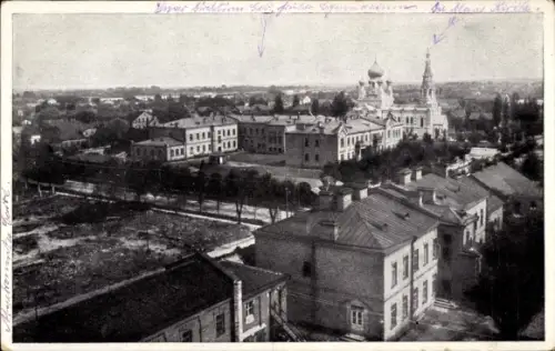 Ak Brest Litowsk Weißrussland, Teilansicht der Stadt, Russisch orthodoxe Kirche