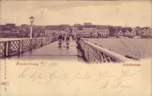 Ak Sønderborg Sonderburg Dänemark,  Schiffbrücke