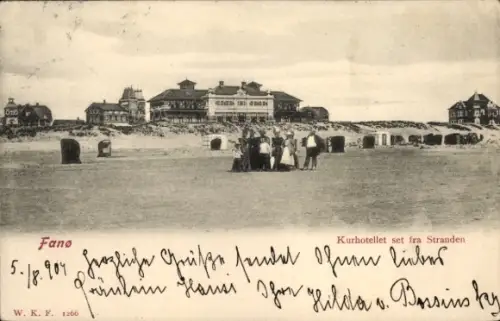 Ak Fanø Fanö Dänemark,  Kurhotellet, Strand, Strandkörbe