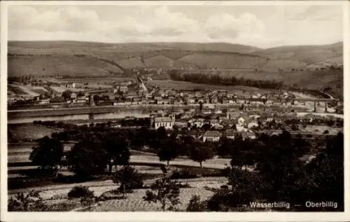 Ak Wasserbillig Luxemburg, Wasserbillig, Oberbillig, Mosel, Panorama, Brücke