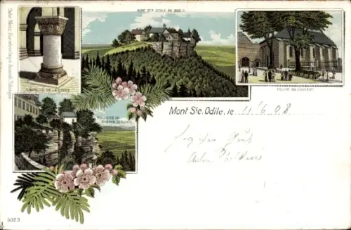 Litho Mont Sainte Odile Odilienberg Elsaß Bas Rhin, Chapelle, Église du Couvent, Rochers