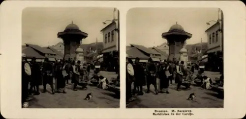 Stereo Foto Sarajevo Bosnien Herzegowina, Marktleben in der Carsija