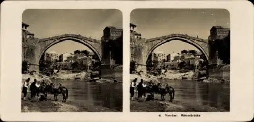 Stereo Foto Mostar Bosnien Herzegowina, Römerbrücke