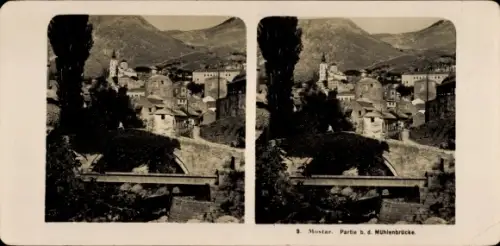Stereo Foto Mostar Bosnien Herzegowina, Teilansicht, Mühlenbrücke