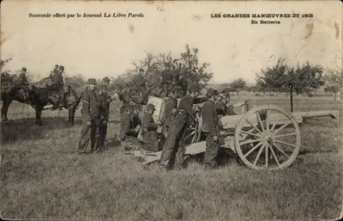CPA Grande Manoeuvres de 1906, En Batterie