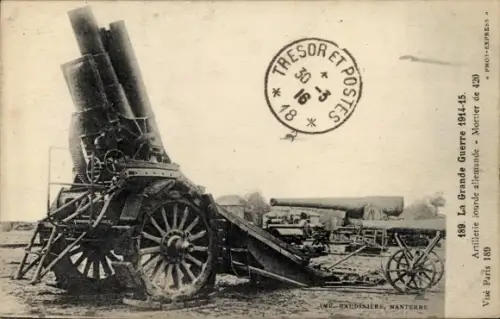Ak La Grande Guerre 1914-15, Artillerie lourde allemande, Mortier de 420