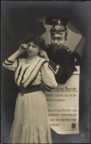 Ak Polizei-Bericht Kehre zurück, es ist Dir Alles vergeben