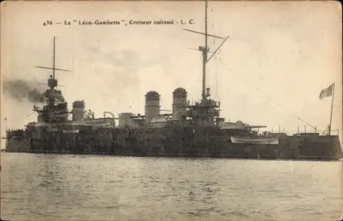 Ak Französisches Kriegsschiff, Léon Gambetta, Croiseur cuirassé