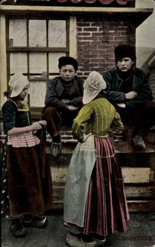 Ak Volendam, Kinder in Niederländischen Trachten