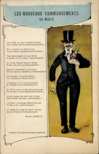Künstler CPA Henri Ermice, Les Nouveaux Commandements du Marie