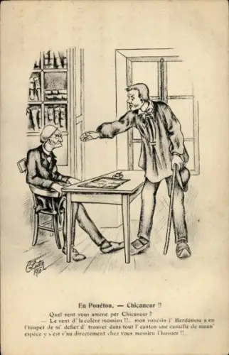 Künstler Ak Mann beschwert sich bei einem Beamten