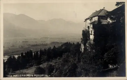 Ak Hollenburg Krems an der Donau Niederösterreich, Burg auf steiler Felskante, bewaldeter Hang, T