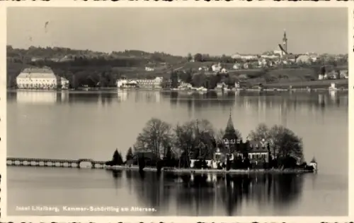 Ak Schörfling am Attersee Oberösterreich, Schloss Kammer, Insel Litzlberg