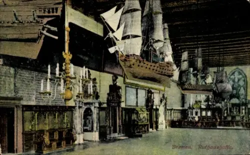 Ak Hansestadt Bremen, Rathauskeller, Segelschiffmodelle
