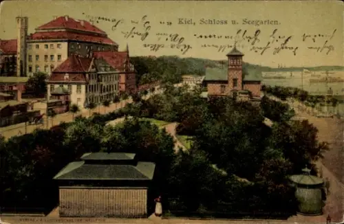 Ak Kiel,  Schloss, Seegarten