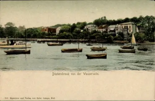 Ak Düsternbrook Kiel, Wasserseite, Boote
